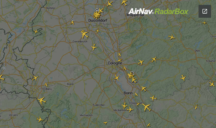 Köln Bonn Airport im Liveradar von radarbox.com